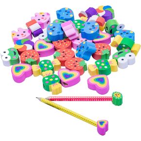 35 PCS Pencil Top Erasers, Animal Pencil Erasers Toppers, Cute Heart Cap Erasers for Kids Back to School, Classroom Prize