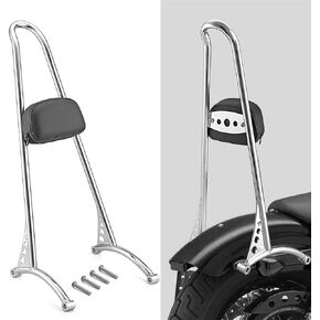 WSays Triple Chrome 21" Classic Styled Tall Passenger Backrest Sissy Bar Compatible with Harley 1996-2003 Harley Sportster XL 883 1200