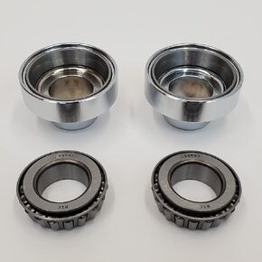Chrome Head Cups/Fork Neck Cups with Roller Bearings & Races for 1948-1986 Harley FL, FX & FXWG Big Twin Models, 1984-1988 Softail & Custom Big Twin Frames Replaces HD# 48315-60, 48311-60 & 48300-60