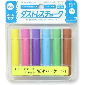 Assorted Colors Dustless Chalk, 6 Pieces (DCC-6-6C), red, yellow, blue, green, brown, violet