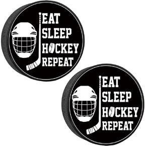 Lanxitown قطعتان من كرات الهوكي السوداء كرات هوكي الجليد لممارسة التدريب الكلاسيكي ومعدات تدريب الهوكي، هدايا الهوكي بقطر 3 بوصات وسمك 1 بوصة in Kuwait