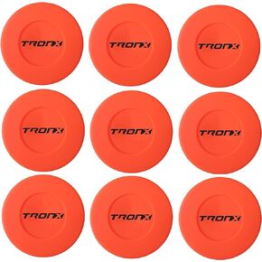 Plastic Floor Hockey Pucks for Indoor & Outdoor Hockey, Lightweight Plastic Pucks for Street Hockey, (Orange, Pack of 9)
