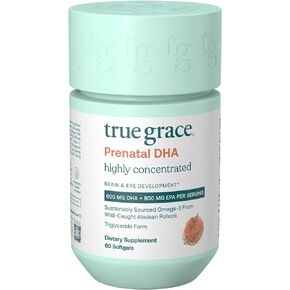 True Grace Prenatal DHA - 60 Softgels - 1400mg of DHA & EPA - for Pre-Conception, Pregnancy & Lactation - Wild Caught & Sustainably Sourced - Gluten Free - 30 Servings