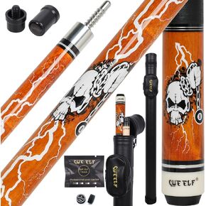 CUEELF Pool Cue Stick Skull Professional Pool Stick Low Deflection Shaft 13mm Black Tip Hardwood Canadian Maple Billiard Cue