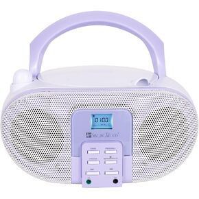 SingingWood GC01 Macarons Series Portable CD Player Boombox with AM FM Stereo Radio Kids CD Player LCD Display, Front Aux-in Port Headphone Jack, Supported AC or Battery Powered -Rose