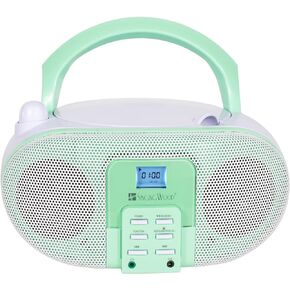 SingingWood GC01 Macarons Series Portable CD Player Boombox with AM FM Stereo Radio Kids CD Player LCD Display, Front Aux-in Port Headphone Jack, Supported AC or Battery Powered -Rose