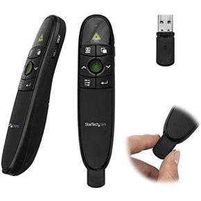 StarTech.com Wireless Presentation Remote with Green Laser Pointer - 90 ft. (27 m) - USB Presentation Clicker for Mac and Windows (PRESREMOTEG)