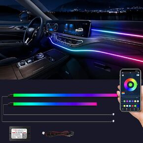 Dreamcolor Acrylic Interior Car Lights, WEBUPAR Car Accessories 6 in 1 Car LED Strip Lights with APP Control and 213 Modes, 175 inches 593 LEDs Fiber Optic Lights, RGB Neon Car Lighting