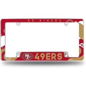 Rico Industries NFL Football Wave 12" x 6" Chrome All Over Automotive License Plate Frame for Car/Truck/SUV