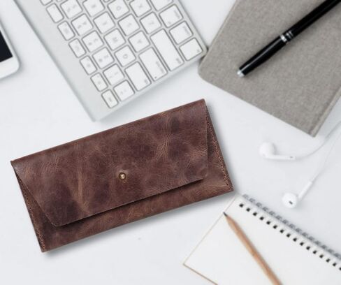 Succor Genuine-Leather-Cash-Envelopes-Retro-Clutch-Cash-Utility-Pouch-For-Men-women-Minimalist-Design-Brown in Saudi Arabia