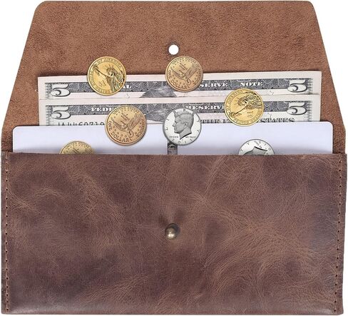 Succor Genuine-Leather-Cash-Envelopes-Retro-Clutch-Cash-Utility-Pouch-For-Men-women-Minimalist-Design-Brown in Saudi Arabia
