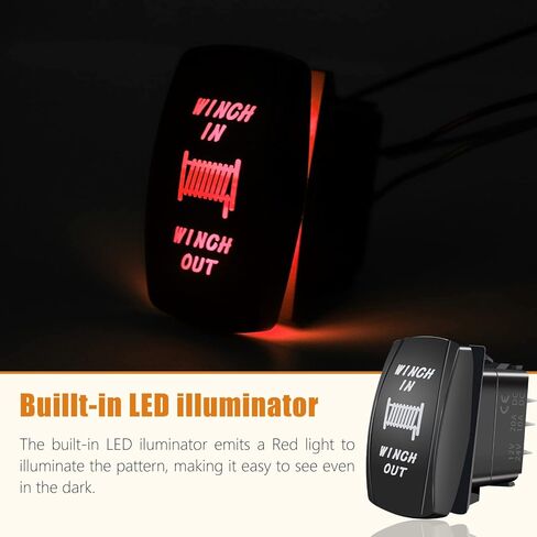 7 Pin Momentary Winch in/Out Rocker Switch Red LED DPDT 20A/12V 10A /24V DC Toggle Switch Laser ON/Off/ON with Jumper Wires for ATV UTV Cars Marine Boat M-108-R in Saudi Arabia