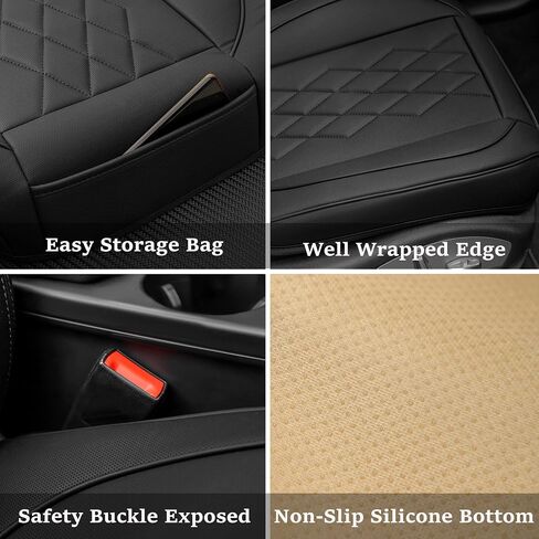 JOJOBAY 2pack Leather Car Seat Cover,Bottom Seat Covers for Cars,Front Seat Protector,Fit for 95% of Vehicles - Padded,Anti-Slip,Premium Leather(2 PCS,Black) in Saudi Arabia