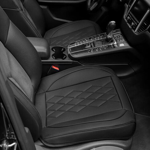 JOJOBAY 2pack Leather Car Seat Cover,Bottom Seat Covers for Cars,Front Seat Protector,Fit for 95% of Vehicles - Padded,Anti-Slip,Premium Leather(2 PCS,Black) in Saudi Arabia