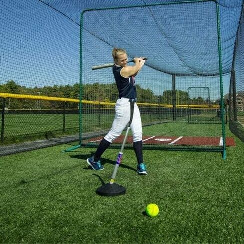 On Deck Sports PVTee Baseball/Softball Batting Tee with 10 lb Weighted Base and Flex Pivot, Adjustable Height: 27" - 47" - Silver/Black in Kuwait