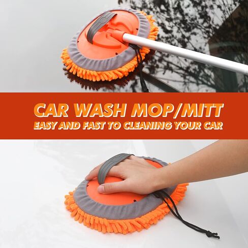 TIIKERI Car Wash Kit 14 Items Professional Car Cleaning Supplies Kit with Portable Bucket Car Squeegee Mitt Cleaning Brush - Multipurpose Cleaning Tools for Car Wash Detailing Cleaning in Saudi Arabia