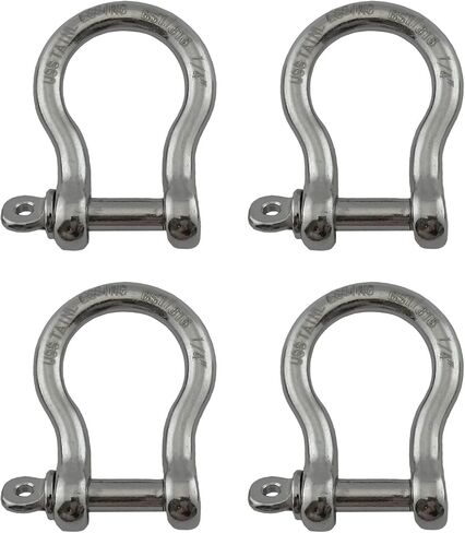 US Stainless 4 Pieces Stainless Steel 316 Forged Bow Shackle 1/4" (6mm) Marine Grade in Saudi Arabia