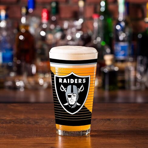 Rico Industries NFL Football Main 16 oz Pint Glasses with Digitally Printed Logo, Practical Set of 2 Classic Drinking Glasses, Dishwasher Safe in Saudi Arabia