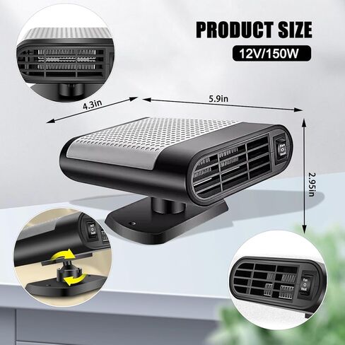 Tienley Car Heater - Plugs into Cigarette Lighter Portable Car Heater Energy Saving 12V 150W in Saudi Arabia