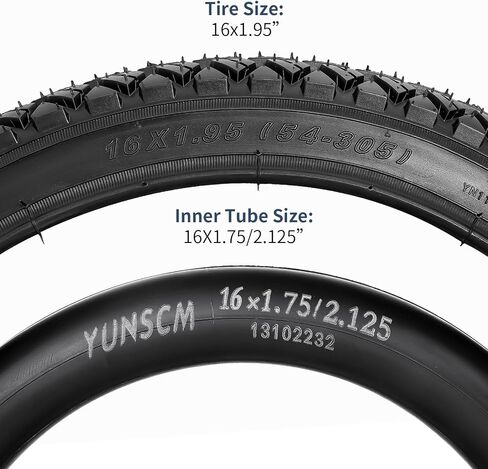 YunSCM 16" Bike Tires 16x1.95/54-305 and 16" Bike Tubes Schrader Valve with 2 Rim Strips Compatible with Mountain/Off Road Bike 16x1.90 16 x 1.95 16x2.0 Bicycle Tires and Tubes (Y-1130) in Saudi Arabia