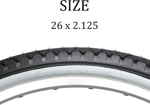 إطارات دراجة Hycline مقاس 26x2.125: إطار بديل قابل للطي لدراجة Beach Cruiser - جدار جانبي أبيض in Kuwait