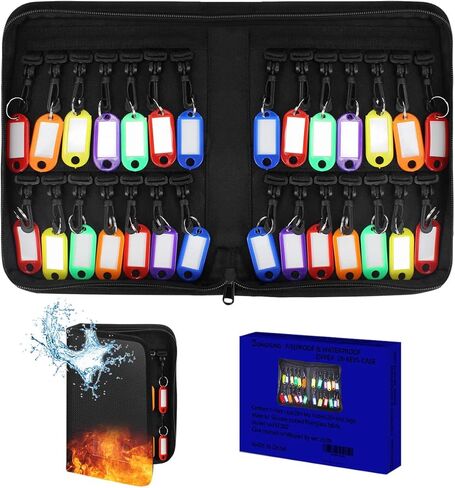 SongYung Portable Zippered Key Organizer,Fireproof and Waterproof Key case with 28 Key Tags Key Storage, Landlord Zipper Key Binder.Key Box Organizer for Real Estate Sales, Hotels, Car Service in Kuwait