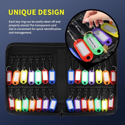 SongYung Portable Zippered Key Organizer,Fireproof and Waterproof Key case with 28 Key Tags Key Storage, Landlord Zipper Key Binder.Key Box Organizer for Real Estate Sales, Hotels, Car Service in Kuwait