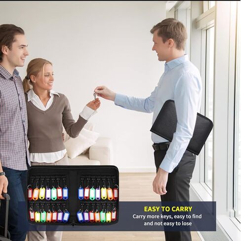 SongYung Portable Zippered Key Organizer,Fireproof and Waterproof Key case with 28 Key Tags Key Storage, Landlord Zipper Key Binder.Key Box Organizer for Real Estate Sales, Hotels, Car Service in Kuwait