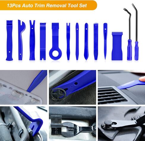 GOOACC 13PCS Nylon Trim Removal Tool Set for Bumper Fastener Rivet Clips Car Door Clip Panel Audio Video Dashboard Dismantle Blue (GRC-203) in Saudi Arabia