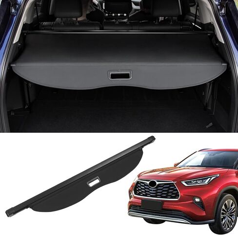Rongtaod Cargo Cover Compatible with 2020-2024 Toyota Highlander Trunk Cargo Cover Retractable Trunk Shade Shield Security Cover 2023 Highlander Accessories in Saudi Arabia