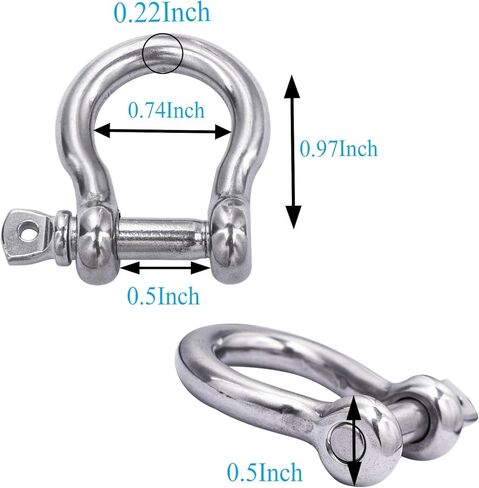 شيند إلي. 1/4 بوصة من الفولاذ المقاوم للصدأ على شكل قوس برغي دبوس مرساة تكبل 6 مم، تحميل 700 رطل، 4 قطع in Kuwait