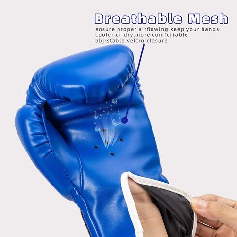 قفازات ملاكمة للأطفال، قفازات ملاكمة للأطفال من سن 5 إلى 12 عامًا، قفازات ملاكمة للشباب لحقيبة اللكم كيك بوكسينغ مواي تاي، أزرق in Kuwait