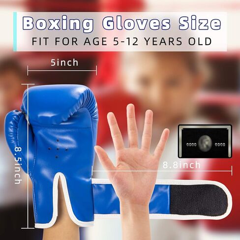 قفازات ملاكمة للأطفال، قفازات ملاكمة للأطفال من سن 5 إلى 12 عامًا، قفازات ملاكمة للشباب لحقيبة اللكم كيك بوكسينغ مواي تاي، أزرق in Kuwait
