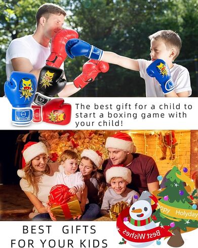 قفازات ملاكمة للأطفال، قفازات ملاكمة للأطفال من سن 5 إلى 12 عامًا، قفازات ملاكمة للشباب لحقيبة اللكم كيك بوكسينغ مواي تاي، أزرق in Kuwait