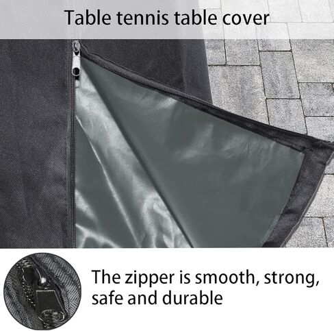 LYBOSH Table tennis table cover with Waterproof Zipper , Outdoor and Indoor Premium Ping Pong Table Waterproof Dustproof Sunscreen Cover,Black, Premium 600D Oxford Fabric in Kuwait