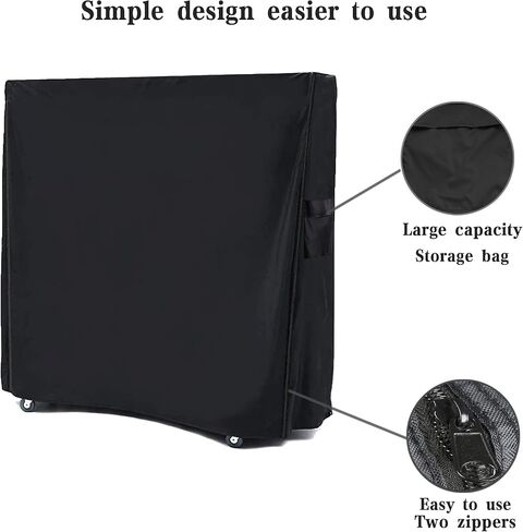 LYBOSH Table tennis table cover with Waterproof Zipper , Outdoor and Indoor Premium Ping Pong Table Waterproof Dustproof Sunscreen Cover,Black, Premium 600D Oxford Fabric in Kuwait