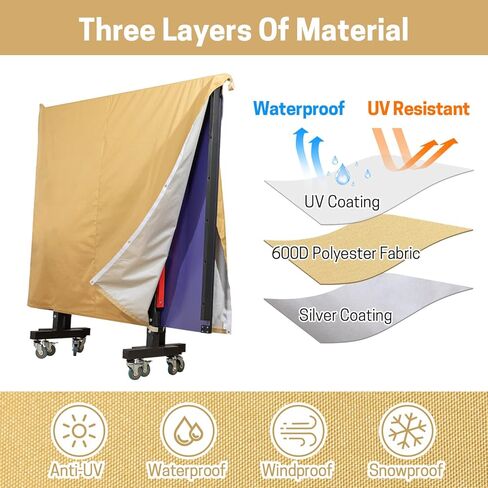 غطاء طاولة تنس VISEMAN، غطاء طاولة Ping Pong للاستخدام الداخلي والخارجي مقاوم للماء والغبار وحماية من جميع الأحوال الجوية يناسب الطاولات العالمية القابلة للطي والطاولات المسطحة in Kuwait