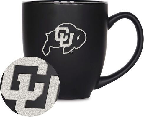 Rico Industries NCAA 15oz Matte Black Bistro Mug - For Hot or Cold Drinks - Team Logo Etched For Unique Feel in Saudi Arabia
