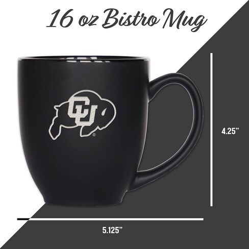 Rico Industries NCAA 15oz Matte Black Bistro Mug - For Hot or Cold Drinks - Team Logo Etched For Unique Feel in Saudi Arabia