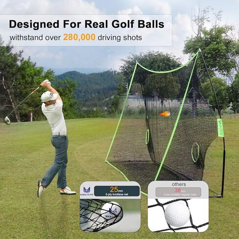 10x7.3ft Golf Practice Net with 6 Target Pockets, Tri Turf Mat, 4 Golf Balls, Marking Tool Kit, Swing/Driving/Chipping, Use for All Skill Levels, Home/Backyard/Garage in Kuwait