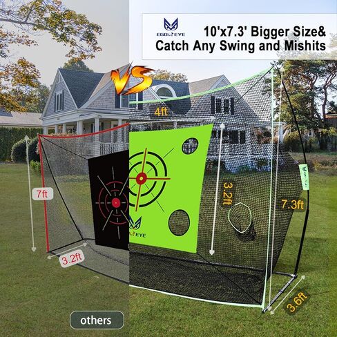 10x7.3ft Golf Practice Net with 6 Target Pockets, Tri Turf Mat, 4 Golf Balls, Marking Tool Kit, Swing/Driving/Chipping, Use for All Skill Levels, Home/Backyard/Garage in Kuwait