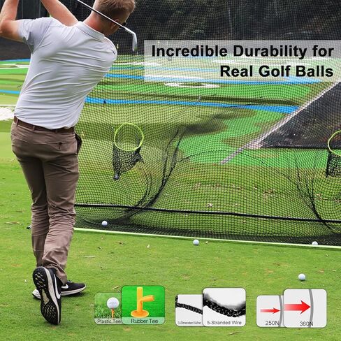 10x7.3ft Golf Practice Net with 6 Target Pockets, Tri Turf Mat, 4 Golf Balls, Marking Tool Kit, Swing/Driving/Chipping, Use for All Skill Levels, Home/Backyard/Garage in Kuwait