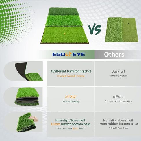 10x7.3ft Golf Practice Net with 6 Target Pockets, Tri Turf Mat, 4 Golf Balls, Marking Tool Kit, Swing/Driving/Chipping, Use for All Skill Levels, Home/Backyard/Garage in Kuwait