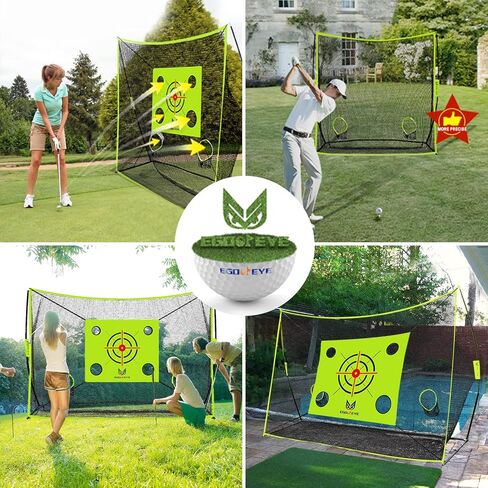 10x7.3ft Golf Practice Net with 6 Target Pockets, Tri Turf Mat, 4 Golf Balls, Marking Tool Kit, Swing/Driving/Chipping, Use for All Skill Levels, Home/Backyard/Garage in Kuwait