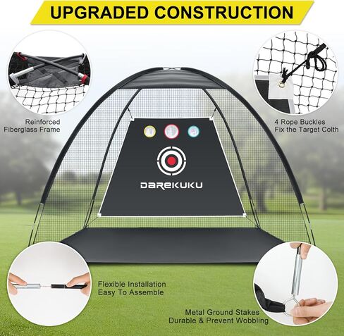 DAREKUKU شبكة ممارسة الجولف مقاس 10 × 7 × 9 أقدام، شبكة تقطيع ضرب الجولف مع الهدف، نظام تدريب ألعاب الجولف المحمول مع حقيبة حمل للقيادة في الفناء الخلفي in Kuwait
