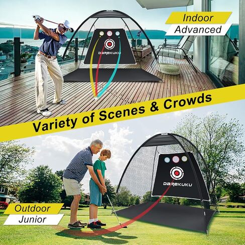 DAREKUKU شبكة ممارسة الجولف مقاس 10 × 7 × 9 أقدام، شبكة تقطيع ضرب الجولف مع الهدف، نظام تدريب ألعاب الجولف المحمول مع حقيبة حمل للقيادة في الفناء الخلفي in Kuwait