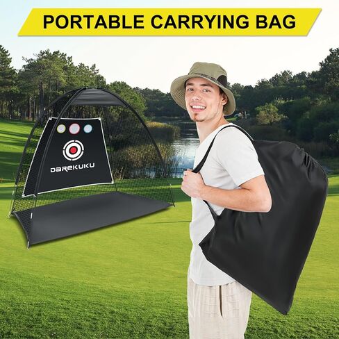 DAREKUKU شبكة ممارسة الجولف مقاس 10 × 7 × 9 أقدام، شبكة تقطيع ضرب الجولف مع الهدف، نظام تدريب ألعاب الجولف المحمول مع حقيبة حمل للقيادة في الفناء الخلفي in Kuwait