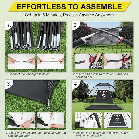 DAREKUKU شبكة ممارسة الجولف مقاس 10 × 7 × 9 أقدام، شبكة تقطيع ضرب الجولف مع الهدف، نظام تدريب ألعاب الجولف المحمول مع حقيبة حمل للقيادة في الفناء الخلفي in Kuwait
