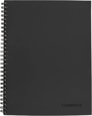 Cambridge Notebook، دفتر أعمال، 6-5/8 بوصة × 9-1/2 بوصة، 80 ورقة، مسطرة، ملاحظات الاجتماعات، غطاء مرن، سلكي، رمادي (06982) in Saudi Arabia