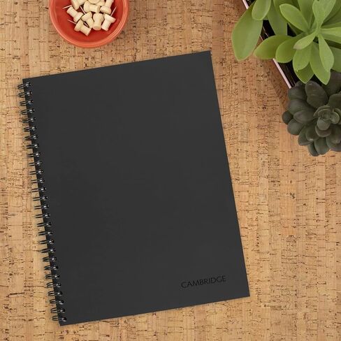 Cambridge Notebook، دفتر أعمال، 6-5/8 بوصة × 9-1/2 بوصة، 80 ورقة، مسطرة، ملاحظات الاجتماعات، غطاء مرن، سلكي، رمادي (06982) in Saudi Arabia